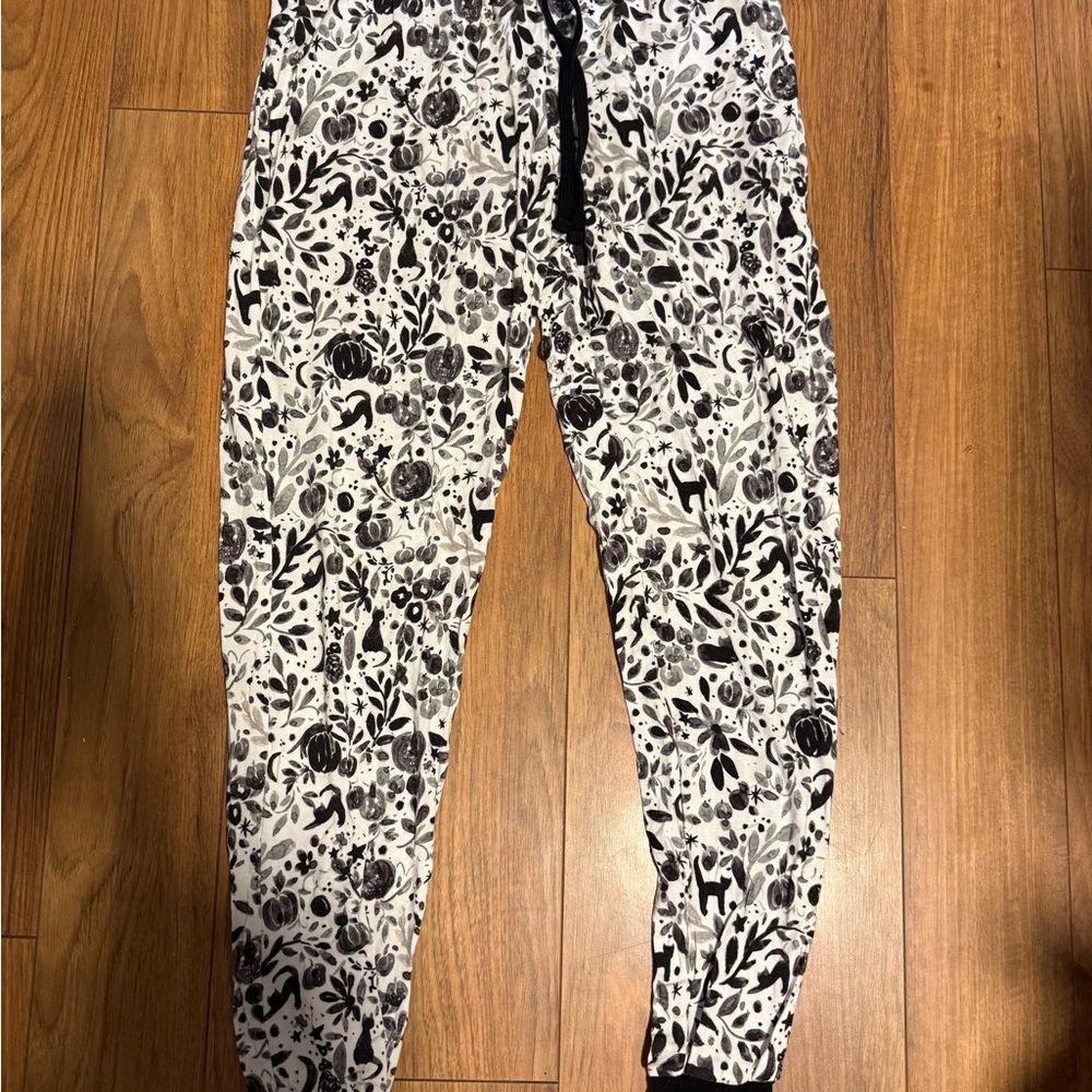 Monochrome Floral Joggers
